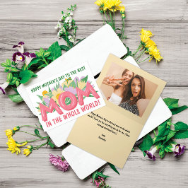 Tarjeta Festiva Floral Mejor Mamá del Mundo Día de la Madre