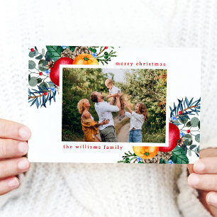 Tarjeta Festiva Floral Merry Christmas Greet Photo