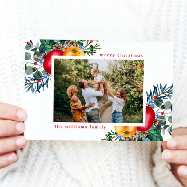 Tarjeta Festiva Floral Merry Christmas Greet Photo (Subido por el creador)
