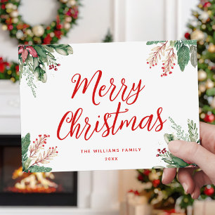 Tarjeta Festiva Floral navideña
