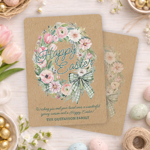 Tarjeta Festiva Floral Personalizado Rústico de Pascua - Letra Ver