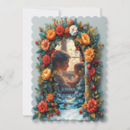 Tarjeta Festiva Floral Photo Arch Christmas, Personalized Winter