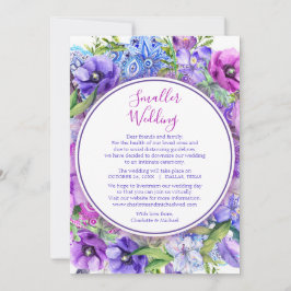 Tarjeta Festiva Floral Purple menor cambio Boda del plan