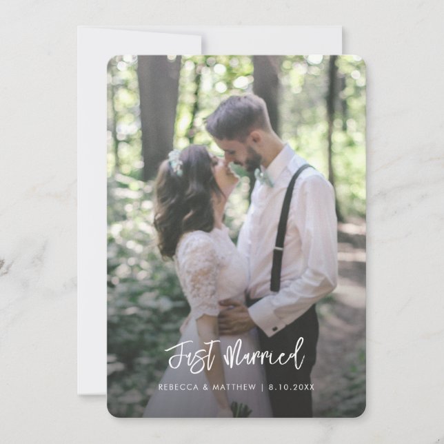 Tarjeta Festiva Floral púrpura Boda de escritura recién casada (Anverso)