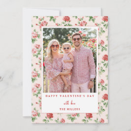 Tarjeta Festiva Floral Red Rose Happy Valentine's Day Photo Card