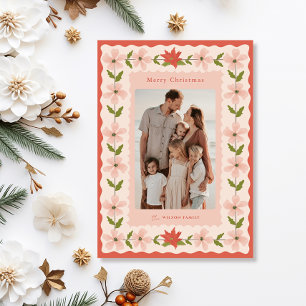 Tarjeta Festiva Floral rosa de Poinsettia Roja 2 Navidades de foto