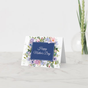 Tarjeta Festiva Floral rosa y púrpura