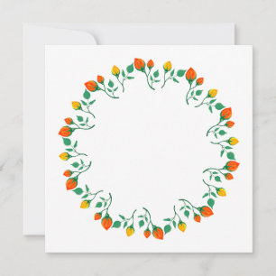 Tarjeta Festiva Floral round frame with yellow and red rose flower
