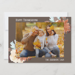 Tarjeta Festiva Floral Sencilla y moderna foto familiar de la fami