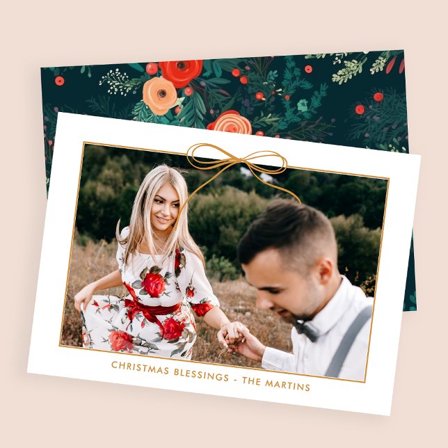Tarjeta Festiva Floral White Gold Fow Navidades de fotografía (Subido por el creador)