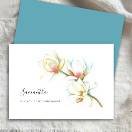 Tarjeta Festiva Floral White Magnolia Acuarela Cuadros de la dama 