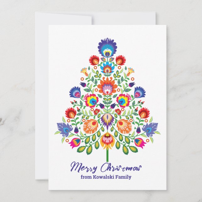 Tarjeta Festiva Florales encantados: Un tapiz de Yuletide del folc (Anverso)