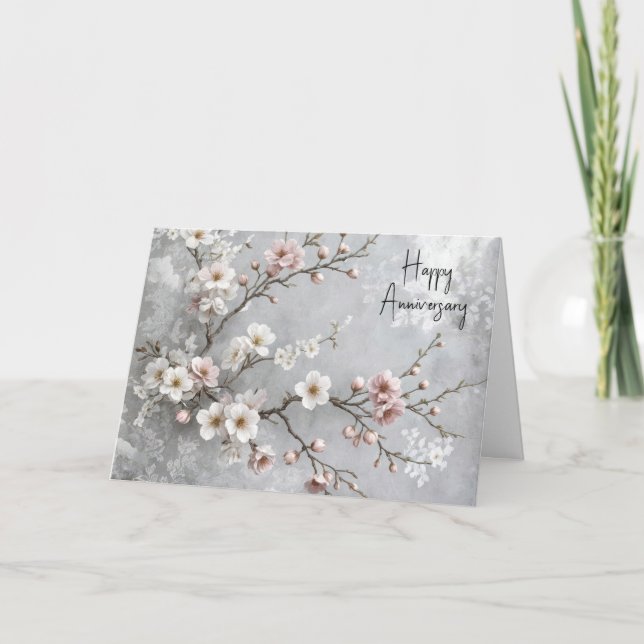 Tarjeta Festiva Florecimiento de cerezos en el aniversario (Anverso)