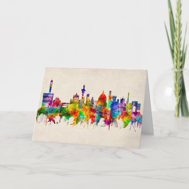 Tarjeta Festiva Florence Italy Skyline (Anverso)