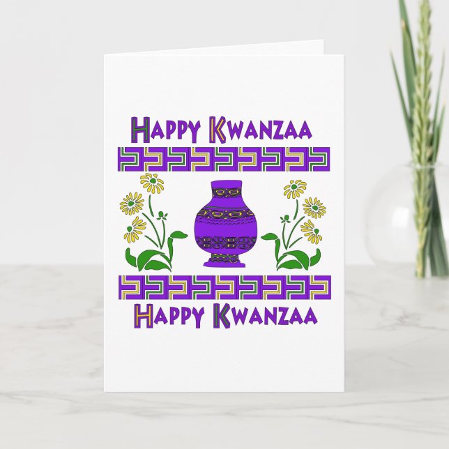 Tarjeta Festiva Florero de Kwanzaa (Anverso)