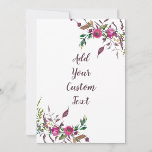 Tarjeta Festiva Flores acuarela sueltas rosadas personalizables