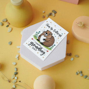 Tarjeta Festiva Flores acuáticas Groundhog Day Cute Phil