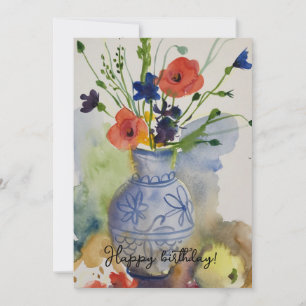 Tarjeta Festiva Flores acuáticas modernas