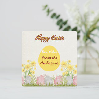 Tarjeta Festiva Flores Amarillas Felices Deseos De Pascua