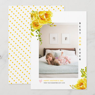Tarjeta Festiva Flores amarillas mejor foto del Día de la Madre
