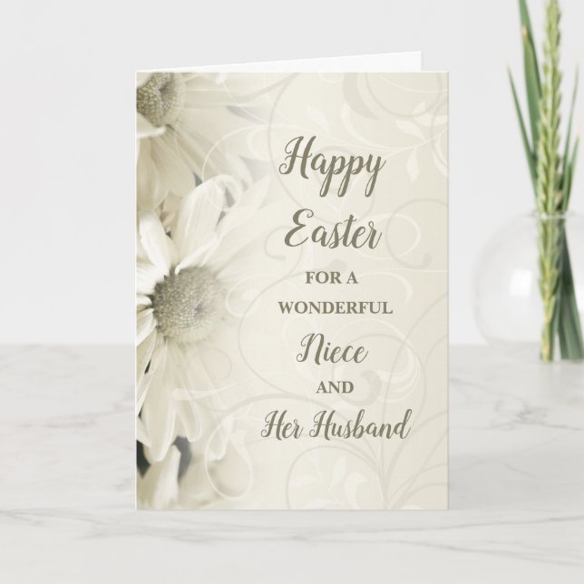 Tarjeta Festiva Flores Blancas: Feliz Noche de Pascua y su marido (Anverso)