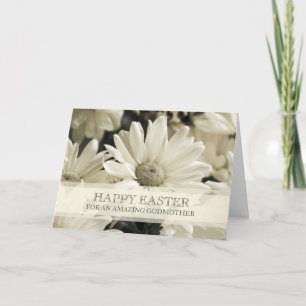 Tarjeta Festiva Flores Blancas Madrina Feliz Pascua