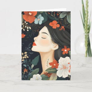 Tarjeta Festiva Flores chicas florales femeninas