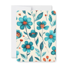 Flores de acuarela azul verdoso