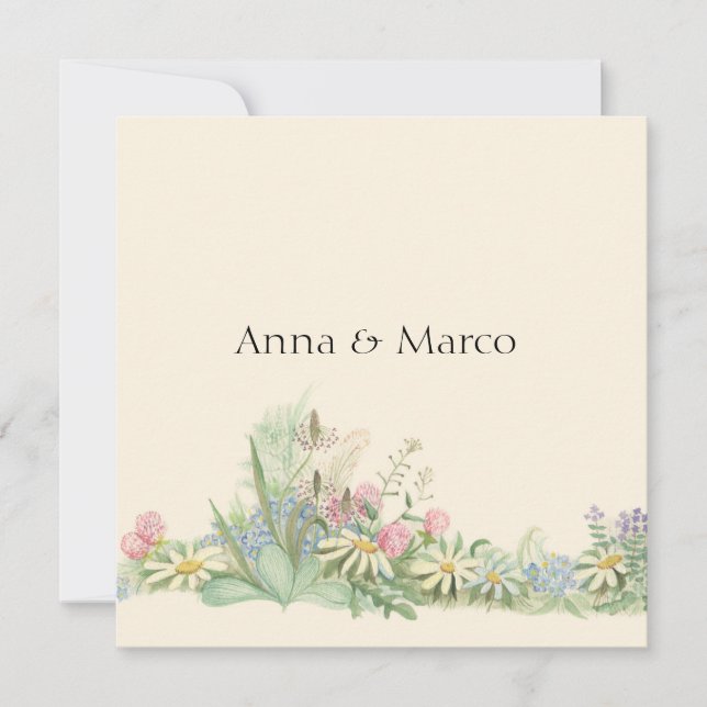 Tarjeta Festiva Flores de acuarela de época (Anverso)