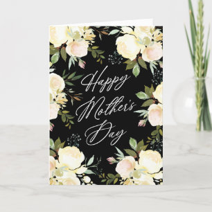 Tarjeta Festiva Flores de acuarela de vainilla día de la madre