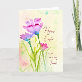 Tarjeta Festiva Flores de acuarela púrpura y rosa personalizadas d