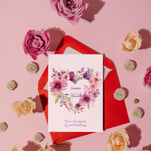 Tarjeta Festiva Flores de Amor   Floral   Nombres y Texto Personal