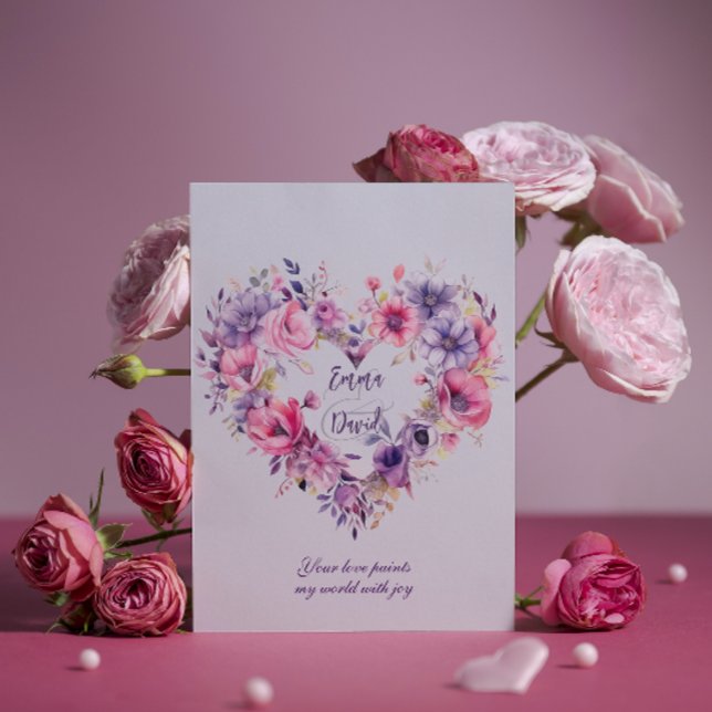 Tarjeta Festiva Flores de Amor | Floral | Nombres y Texto Personal (Subido por el creador)