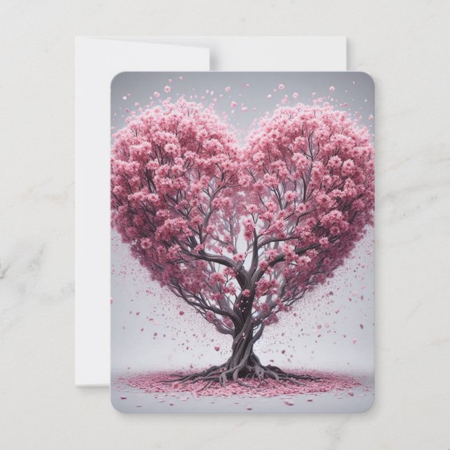 Tarjeta Festiva Flores de cerezo rosa (Anverso)