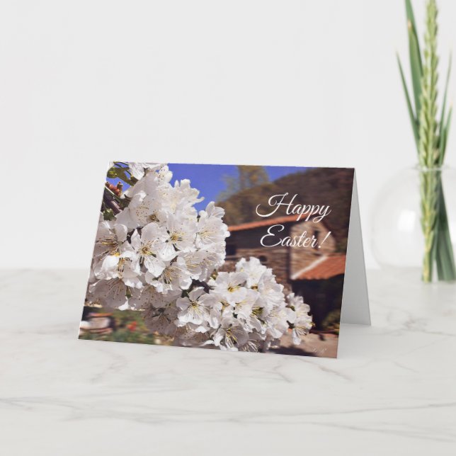 Tarjeta Festiva Flores de cerezo. Semana Santa. (Anverso)