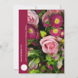 TARJETA FESTIVA FLORES DE COLOR ROJO FLORAL BOUQUET HOLIDAY NEGOCI