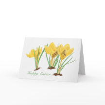 Flores de croco amarillo vibrante Feliz Pascua