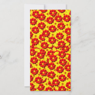 Tarjeta Festiva Flores de dalia rojas y amarillas