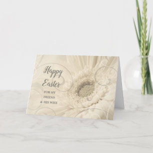 Tarjeta Festiva Flores de época feliz amigo de Pascua y su esposa