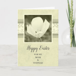 Tarjeta Festiva Flores de época feliz mamá de Pascua y Stepdad