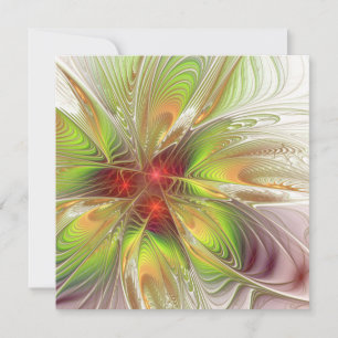 Tarjeta Festiva Flores de fantasía fractal blandas y tendientes