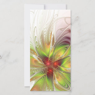 Tarjeta Festiva Flores de fantasía fractal blandas y tendientes
