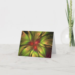 Tarjeta Festiva Flores de fantasía fractal blandas y tendientes