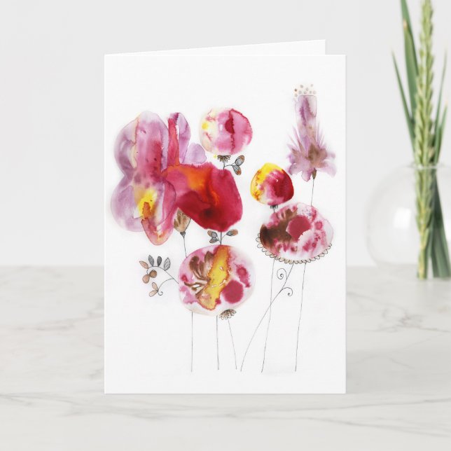 Tarjeta Festiva flores de felicidad (Anverso)