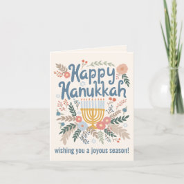 Tarjeta Festiva Flores de Hanukkah Arte dibujado a mano PERSONALIZ