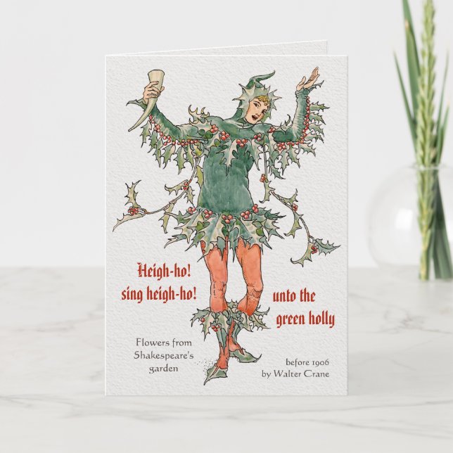 Tarjeta Festiva Flores de Holly Walter Crane de Shakespeare CC0969 (Anverso)