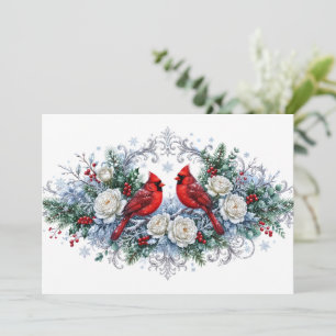 Tarjeta Festiva Flores de invierno blancas minimalistas elegantes