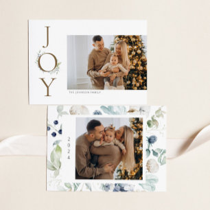 Tarjeta Festiva Flores de Invierno de Acuarela Joy 2 Fotos