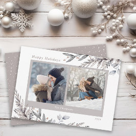 Tarjeta Festiva Flores de invierno y acuarela de escarabajos 2 fot