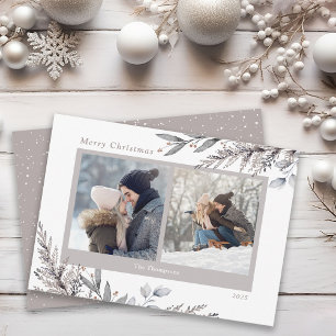 Tarjeta Festiva Flores de invierno y acuarela de Sprigs 2 fotos